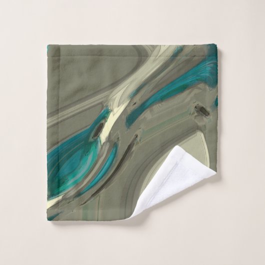 Grijze en blauwe Abstracte kunst Bad Handdoek (Wasdoekje)