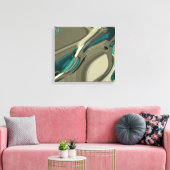Grijze en blauwe Abstracte kunst Canvas Afdruk (Insitu (Woonkamer))