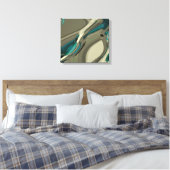 Grijze en blauwe Abstracte kunst Canvas Afdruk (Insitu (Slaapkamer))