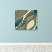 Grijze en blauwe Abstracte kunst Canvas Afdruk (Insitu (Houten vloer))
