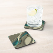 Grijze en blauwe Abstracte kunst Onderzetter (Rechterzijde)