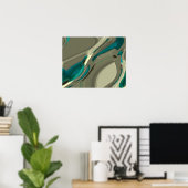 Grijze en blauwe Abstracte kunst Poster (Thuiskantoor)