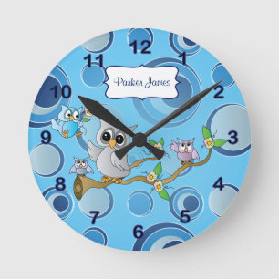 Grijze en blauwe Baby kieuwen   Nurserijthema Ronde Klok