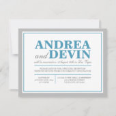 Grijze en blauwe bruiloft Alleen uitnodigingen ont (Voorkant)