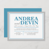 Grijze en blauwe bruiloft Alleen uitnodigingen ont (Voorkant / Achterkant)