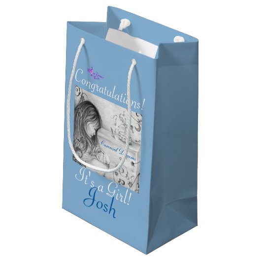 Grijze en blauwe carrouseldromen Aangepast kleine  Klein Cadeauzakje (Achterkant Gekanteld)