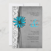  Grijze en Blauwe Daisy Wedding Invitations Kaart (Voorkant)
