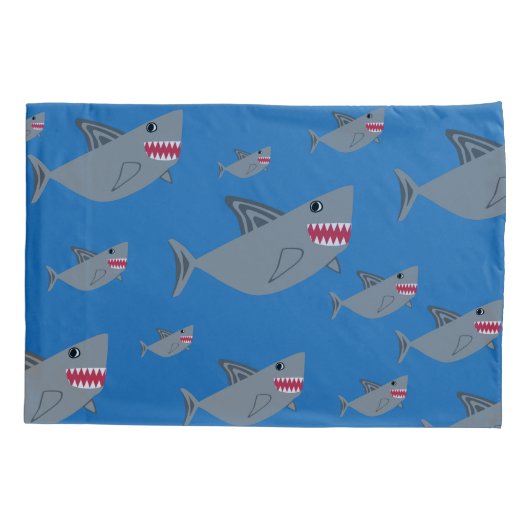 Grijze en Blauwe Haai Kinder Gepersonaliseerde Vis Kussensloop (Achterkant)