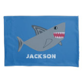 Grijze en Blauwe Haai Kinder Gepersonaliseerde Vis Kussensloop (Voorkant)