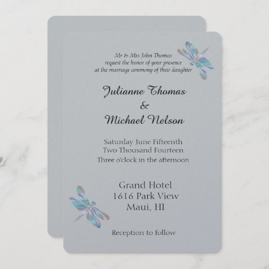 Grijze en blauwe libellen kaart (Voorkant / Achterkant)