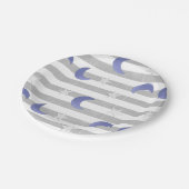 Grijze en Blauwe Maan en Sterren Baby shower Papieren Bordje (Gekanteld)