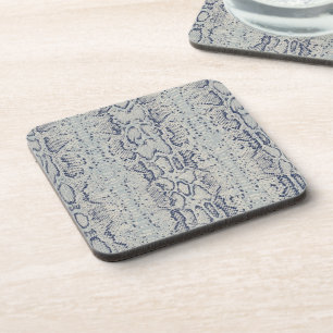Grijze en Blauwe Slang Skin Animal Print Bier Onderzetter
