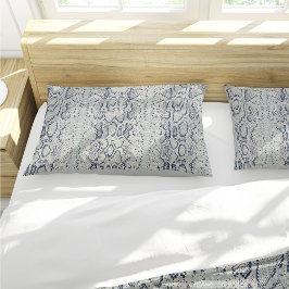 Grijze en Blauwe Slang Skin Animal Print Kussensloop