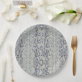 Grijze en Blauwe Slang Skin Animal Print Papieren Bordje