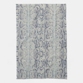 Grijze en Blauwe Slang Skin Animal Print Theedoek (Verticaal)