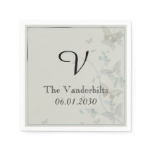 Grijze en Blauwe Vlinder Medow bruiloft servet