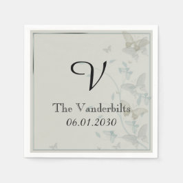 Grijze en Blauwe Vlinder Medow bruiloft servet