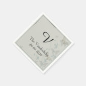 Grijze en Blauwe Vlinder Medow bruiloft servet (Hoek)