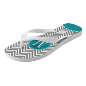 Grijze en Blauwgroen Chevrons met aangepast monogr Teenslippers (Schuin)