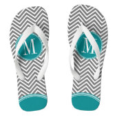 Grijze en Blauwgroen Chevrons met aangepast monogr Teenslippers (Voetbed)