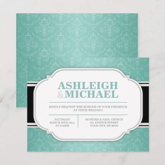 Grijze en Blauwgroen uitvindingen over het huwelij Kaart (Voorkant / Achterkant)