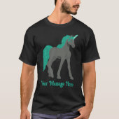 Grijze en Blauwgroen Unicorn Aangepast T-shirt (Voorkant)