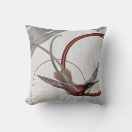 Grijze en Bourgogne Artistieke Hummingbird Design Kussen