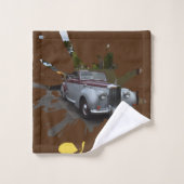 Grijze en Bourgogne  klassieke auto, Bad Handdoek (Wasdoekje)