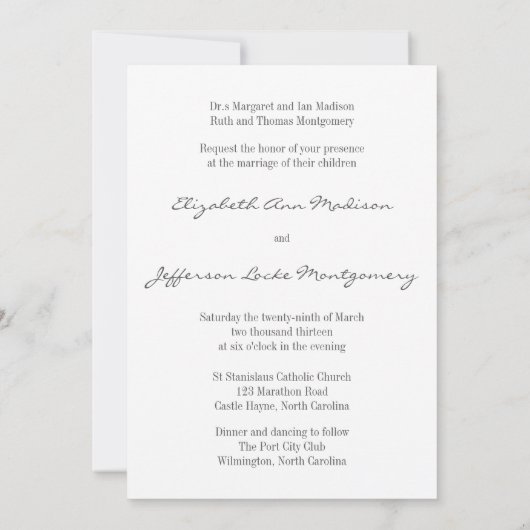 Grijze en Butterroomkathedraal bruiloft Kaart (Achterkant)