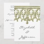 Grijze en Butterroomkathedraal bruiloft Kaart (Voorkant / Achterkant)