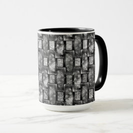 Grijze en gekleurde grijze rechthoekige borden mok