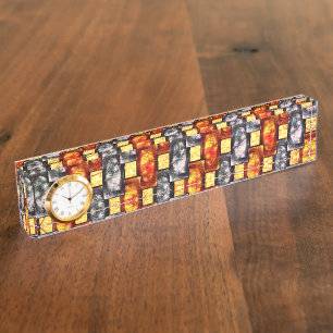 Grijze en gekleurde groene, rechthoekige platen naambordje