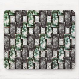Grijze en gekleurde groene, rechthoekige stukken muismat