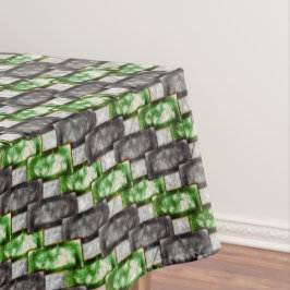 Grijze en gekleurde groene, rechthoekige stukken tafelkleed