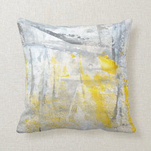 Grijze en gele Abstracte kunst Kussen