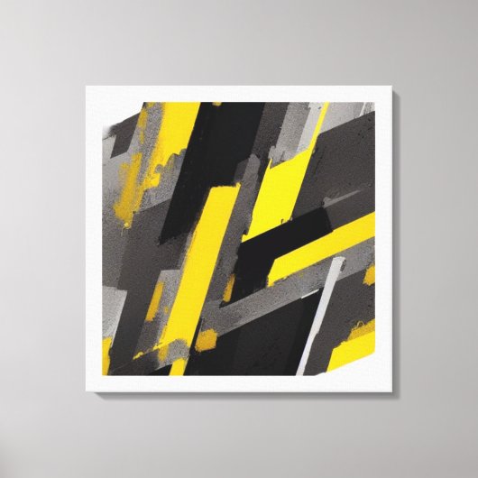 Grijze en gele Abstracte schaduwen Canvas Afdruk (Voorkant)