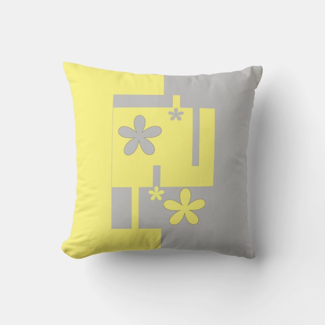 grijze en gele afdruk, kussen (Voorkant)