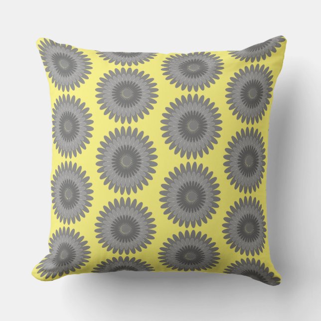 grijze en gele afdruk, kussen (Voorkant)