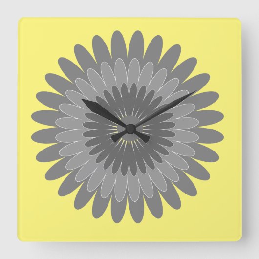 grijze en gele afdruk, vierkante klok (Voorkant)