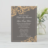 Grijze en gele bloei huwelijksuitnodiging kaart (Staand voorkant)