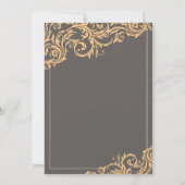 Grijze en gele bloei huwelijksuitnodiging kaart (Achterkant)