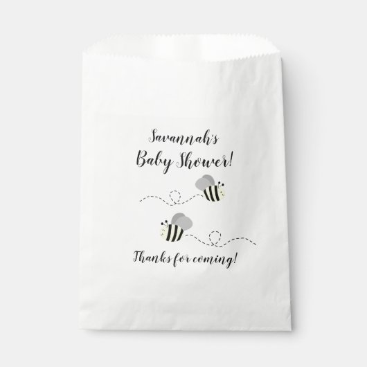 Grijze en gele Bumble Bee Favor Tassen Bedankzakje (Voorkant)