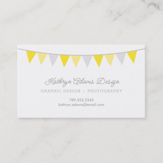 Grijze en Gele Bunting Banner Visitekaartje (Voorkant)