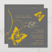 Grijze en gele Butterfly Weddenschap Kaart (Voorkant / Achterkant)