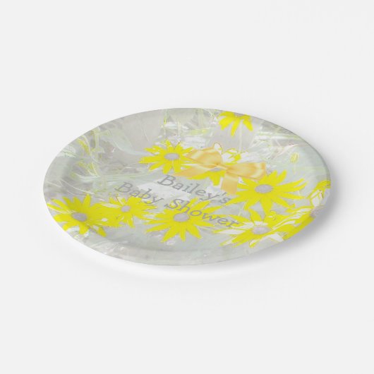 Grijze en Gele Daisy Paper Borden Papieren Bordje (Gekanteld)