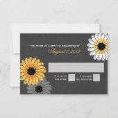 Grijze en gele leisteen en bloemen reactie RSVP kaartje (Voorkant)