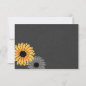 Grijze en gele leisteen en bloemen reactie RSVP kaartje (Achterkant)