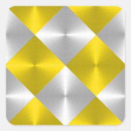 Grijze en gele metalisch uitziende vierkanten vierkante sticker