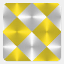 Grijze en gele metallische kijkpleinen vierkante sticker