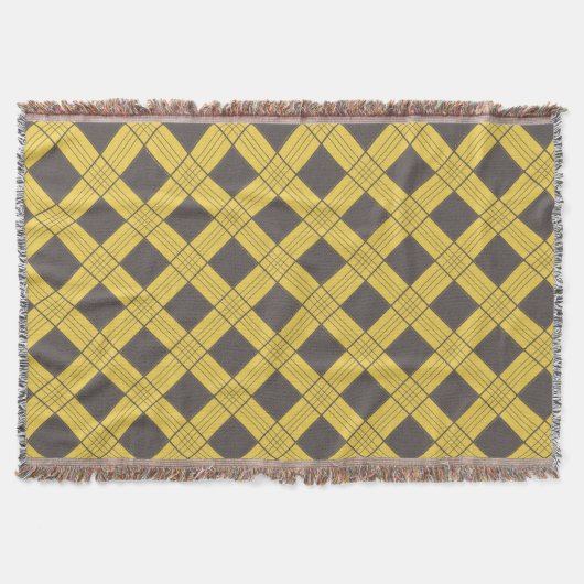 Grijze en Gele Plaid Gooi Deken (Voorkant)